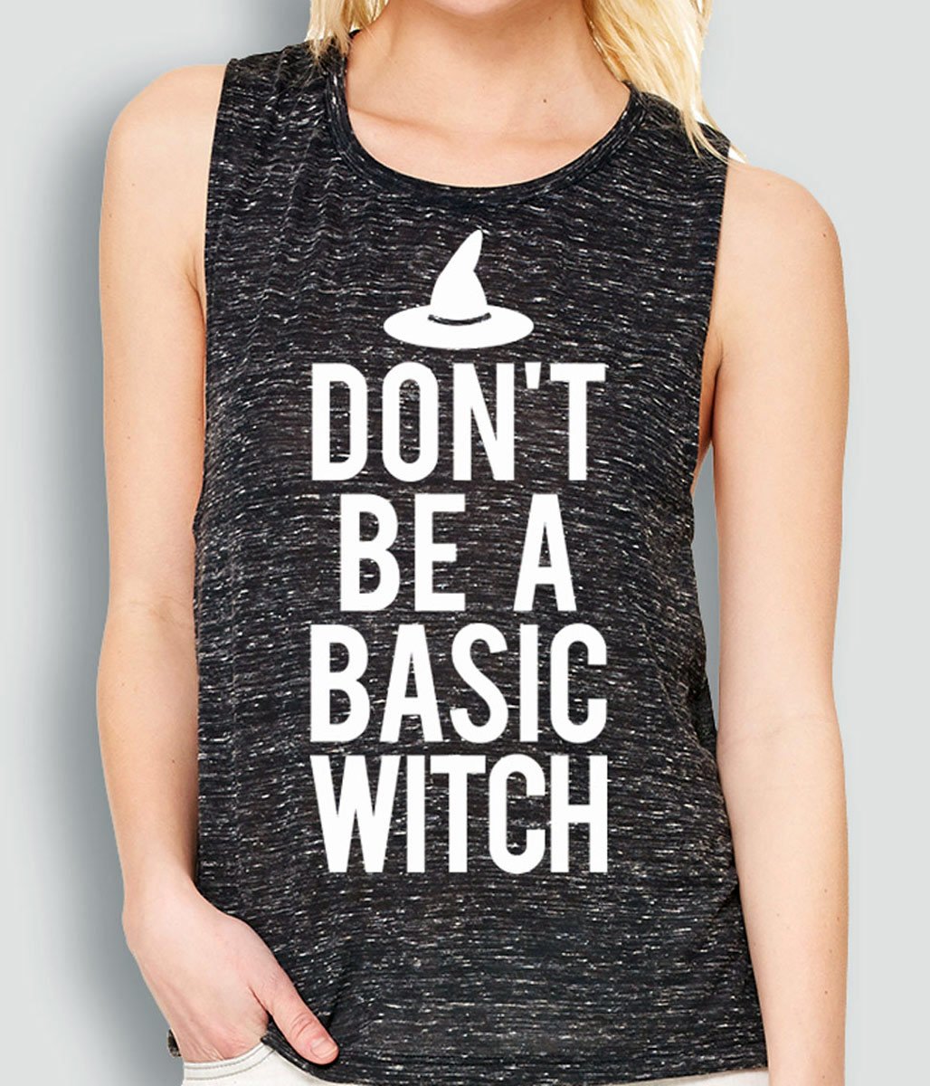 Women's Don't Be a Basic Witch Marble Muscle Tank Top